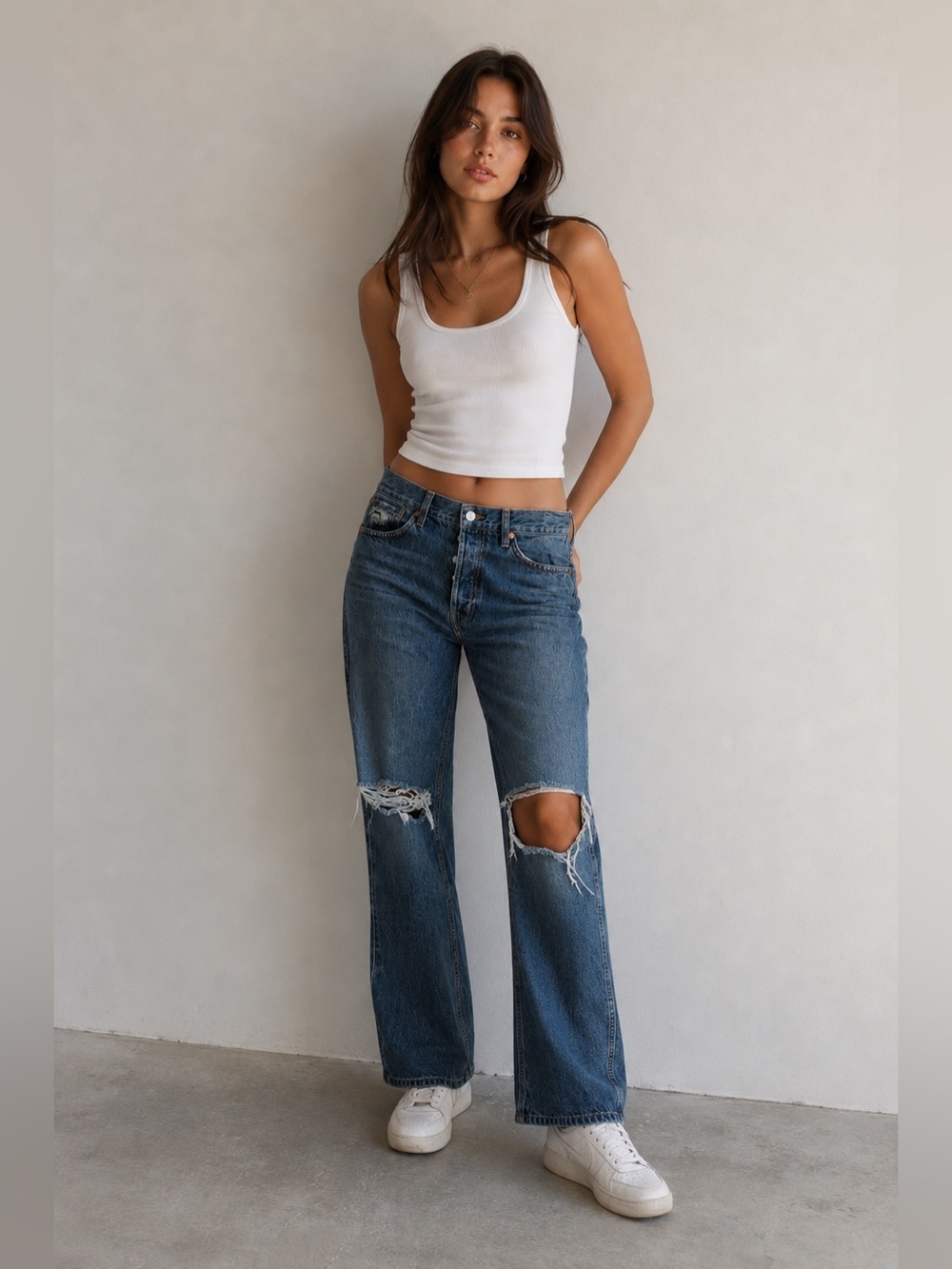 Re/Done Blue High Rise Loose  Women Denim Jeans with Button Fly size 27
